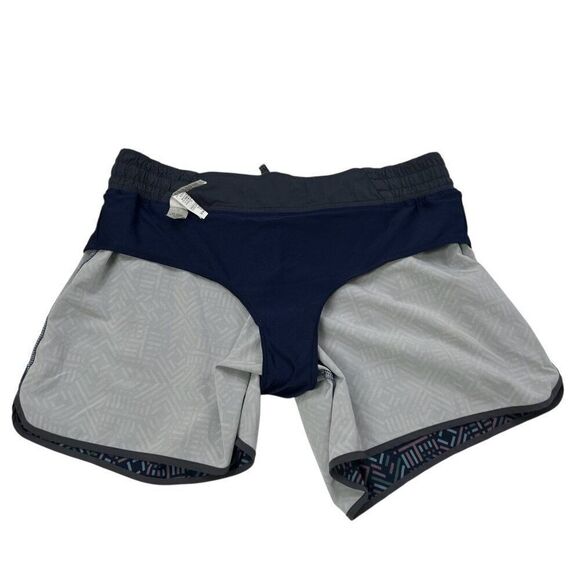 Patagonia Women's Nine Trails Geometric Pattern Navy Running Shorts Blue Size S - Picture 3 of 9